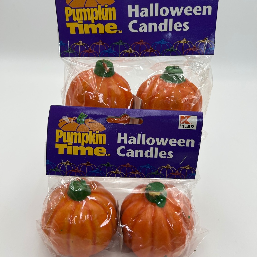 Vintage Pumpkin Time Halloween Candles Kmart 4 Total Orange Pumpkin Wax Decor